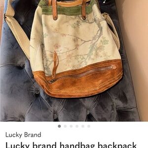 Lucky Brand boho canvas suede boho backpack handbag